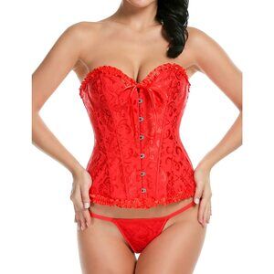 2015 Plus Size Sexy Steel Boned Corset Floral Bustier Body Shaper Lingerie